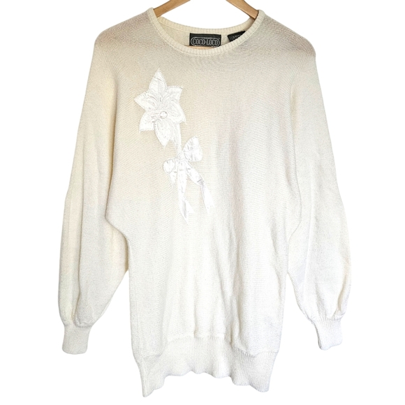 Vintage Sweaters - Vintage‎ cream dolman sleeve tunic sweater